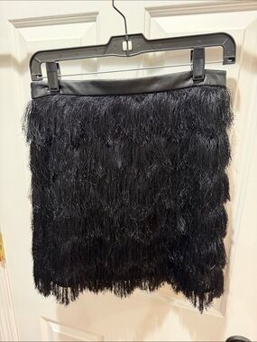 Sam Edelman Black Fringe Mini Skirt
